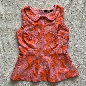 Pink & Orange Floral Eva Franco Peplum Tank Top